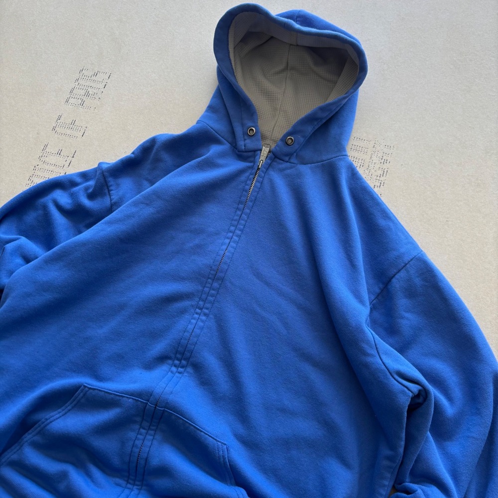 Vintage 80s thermal blank zipup hoodie